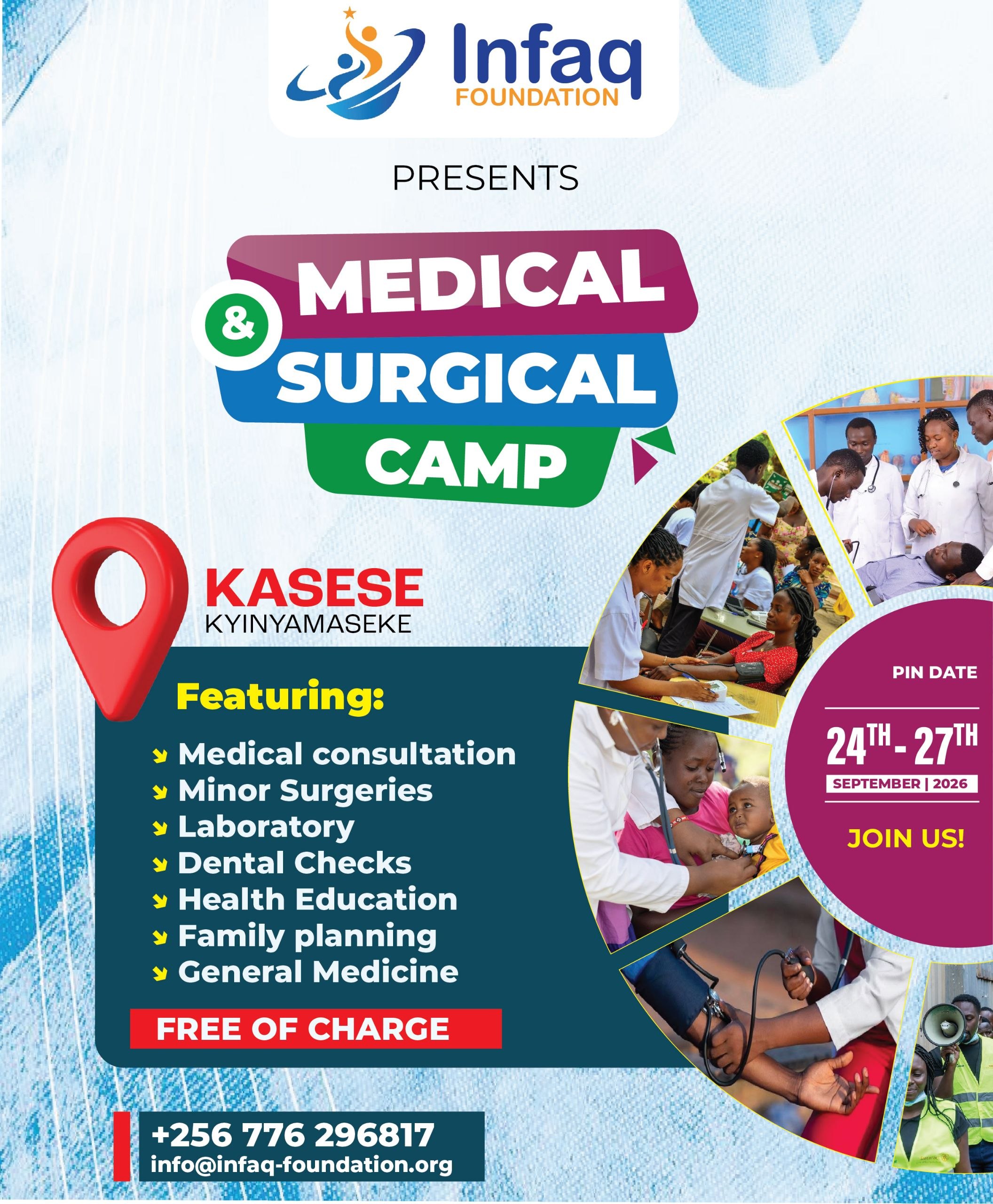 Infaq Foundation free medical and surgical camp — Kinyamaseke, Kasese, 24–27 September 2026